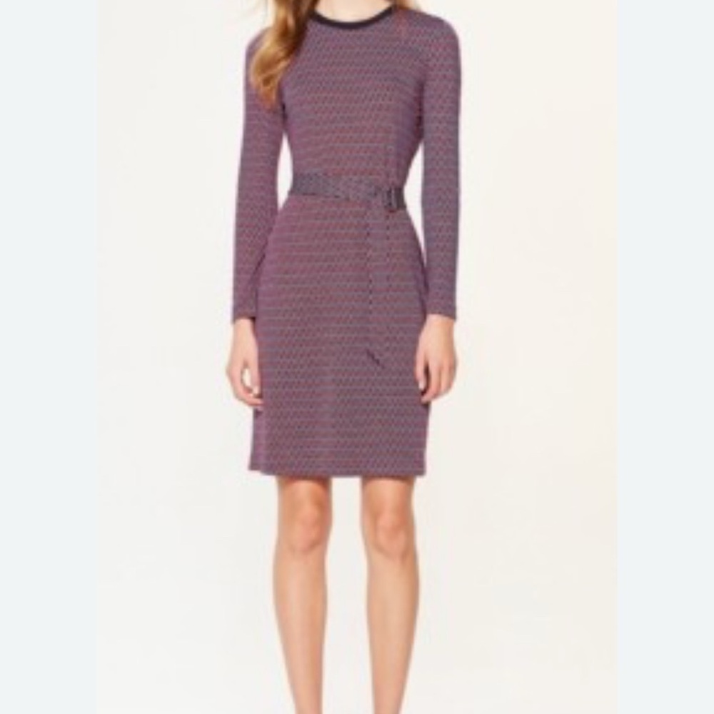 Tory Burch Purple Geometric Long Sleeve Dress SP